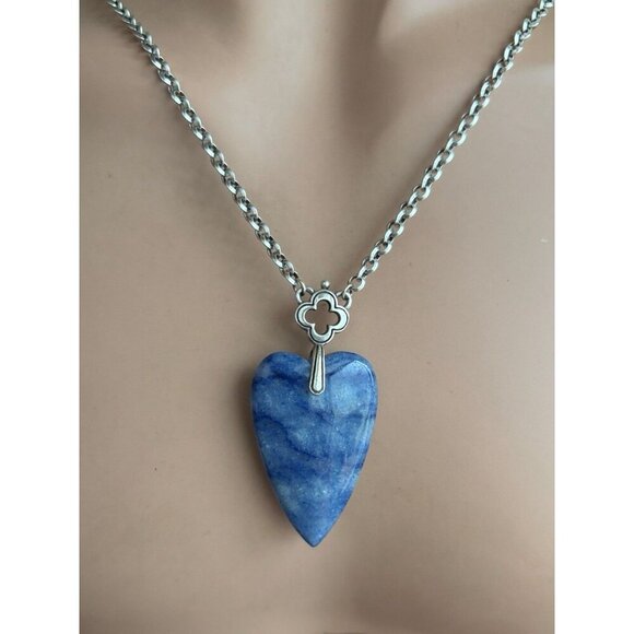 Brighton Silver Plated TOLEDO WITH LOVE Blue Quartz Heart Pendant Necklace - Picture 2 of 6